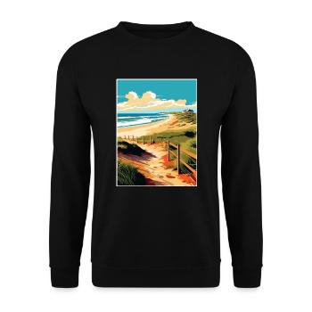 Padre Island Texas Vintage Reiseposter Souvenir - Unisex Pullover - Schwarz - Vorne - Alina (178cm) & Michal (187cm)