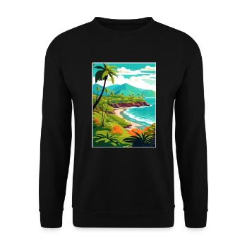 Kailua Kona Hawaii Vintage Reiseposter Souvenir - Unisex Pullover - Schwarz - Vorne - Alina (178cm) & Michal (187cm)