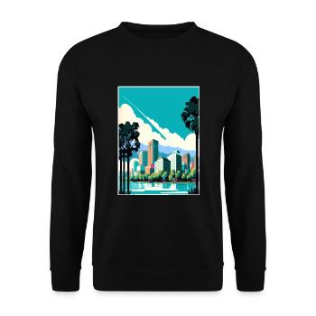 Oakland Kalifornien Vintage Reiseposter Souvenir - Unisex Pullover - Schwarz - Vorne - Alina (178cm) & Michal (187cm)