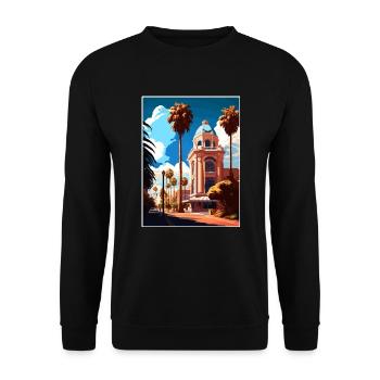 San Jose Kalifornien Vintage Reiseposter Souvenir - Unisex Pullover - Schwarz - Vorne - Alina (178cm) & Michal (187cm)