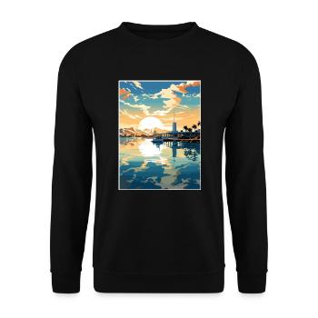 Pearl Harbor Hawaii Vintage Reiseposter Souvenir - Unisex Pullover - Schwarz - Vorne - Alina (178cm) & Michal (187cm)