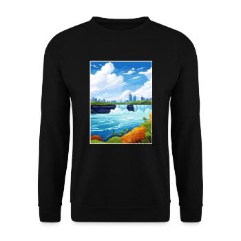 Niagara Falls Kanada Vintage Reiseposter WPA Kunst - Unisex Pullover - Schwarz - Vorne - Alina (178cm) & Michal (187cm)