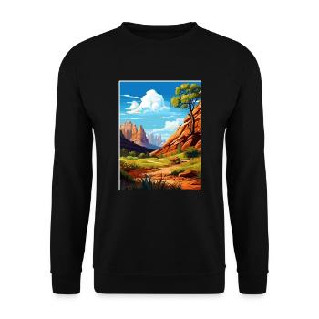 Zion National Park Utah Vintage Reiseposter WPA - Unisex Pullover - Schwarz - Vorne - Alina (178cm) & Michal (187cm)
