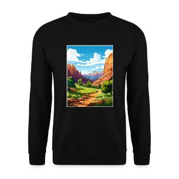 Zion National Park Utah Vintage Reiseposter WPA - Unisex Pullover - Schwarz - Vorne - Alina (178cm) & Michal (187cm)
