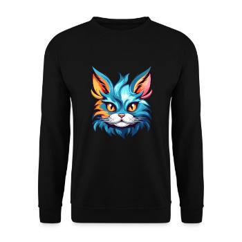 Kätzchen buntes Aquarell Cartoon Kawaii Tier - Unisex Pullover - Schwarz - Vorne - Alina (178cm) & Michal (187cm)