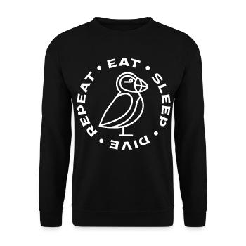 Eat Sleep Puffin Papageitaucher Papageientaucher - Unisex Pullover - Schwarz - Vorne - Alina (178cm) & Michal (187cm)