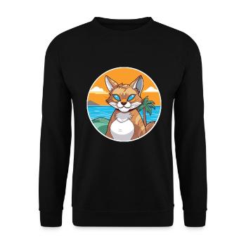 Rotluchs Aquarell Cartoon Kawaii Clipart Tier - Unisex Pullover - Schwarz - Vorne - Alina (178cm) & Michal (187cm)