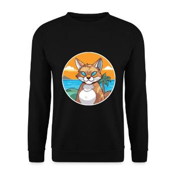 Rotluchs Aquarell Cartoon Kawaii Clipart Tier - Unisex Pullover - Schwarz - Vorne - Alina (178cm) & Michal (187cm)