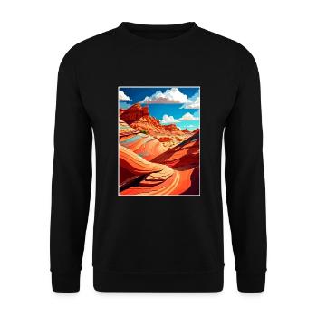 Zinnoberrote Klippen Arizona Vintage Reiseposter WPA - Unisex Pullover - Schwarz - Vorne - Alina (178cm) & Michal (187cm)