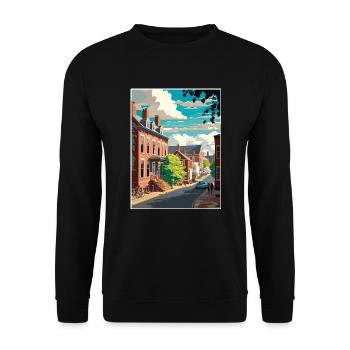 West Chester Pennsylvania Vintage Reiseposter - Unisex Pullover - Schwarz - Vorne - Alina (178cm) & Michal (187cm)