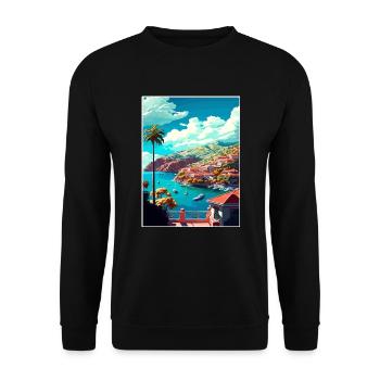 Catalina Island Kalifornien Vintage Reiseposter - Unisex Pullover - Schwarz - Vorne - Alina (178cm) & Michal (187cm)