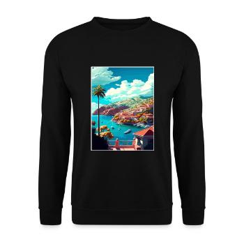 Catalina Island Kalifornien Vintage Reiseposter - Unisex Pullover - Schwarz - Vorne - Alina (178cm) & Michal (187cm)