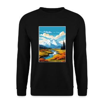 Denali Nationalpark Alaska Vintage Reiseposter - Unisex Pullover - Schwarz - Vorne - Alina (178cm) & Michal (187cm)