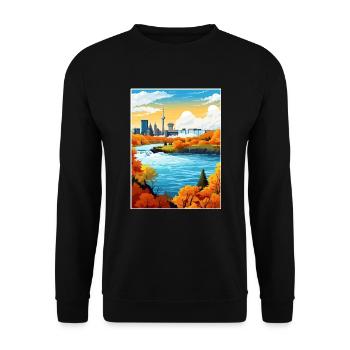 Niagara Falls New York State Vintage-Reiseposter - Unisex Pullover - Schwarz - Vorne - Alina (178cm) & Michal (187cm)