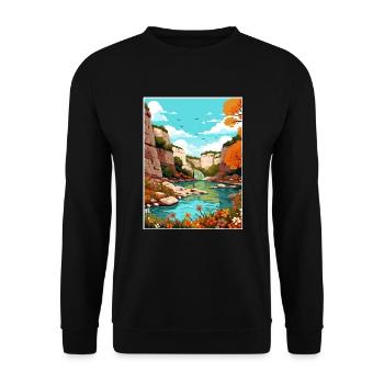 Guadalupe River State Park Texas Reiseplakat - Unisex Pullover - Schwarz - Vorne - Alina (178cm) & Michal (187cm)