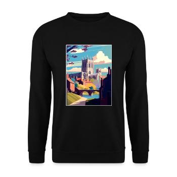 Durham England Vintage Reiseposter WPA Souvenir - Unisex Pullover - Schwarz - Vorne - Alina (178cm) & Michal (187cm)