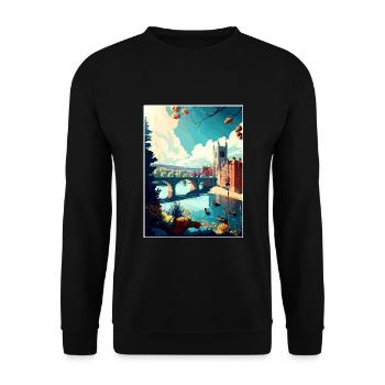 Exeter England Vintage Reiseposter WPA Souvenir - Unisex Pullover - Schwarz - Vorne - Alina (178cm) & Michal (187cm)