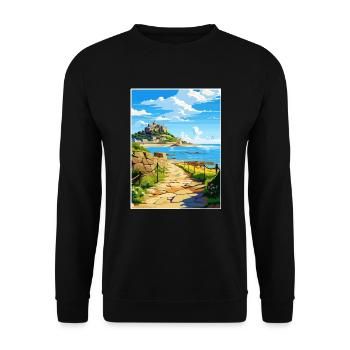 Marazion Cornwall Vintage Reiseposter Souvenir - Unisex Pullover - Schwarz - Vorne - Alina (178cm) & Michal (187cm)