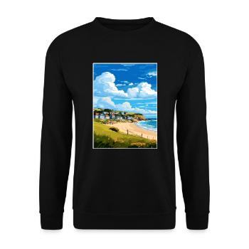 Porthtowan Cornwall Vintage Reiseposter Souvenir - Unisex Pullover - Schwarz - Vorne - Alina (178cm) & Michal (187cm)