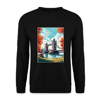 Tower Bridge England Vintage Reiseposter WPA Kunst - Unisex Pullover - Schwarz - Vorne - Alina (178cm) & Michal (187cm)