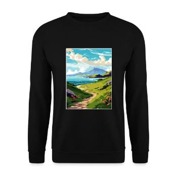 Isle Of Canna Schottland Vintage Reiseposter WPA - Unisex Pullover - Schwarz - Vorne - Alina (178cm) & Michal (187cm)