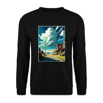 New Romney England Kent Vintage Reiseposter WPA - Unisex Pullover - Schwarz - Vorne - Alina (178cm) & Michal (187cm)