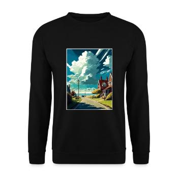 New Romney England Kent Vintage Reiseposter WPA - Unisex Pullover - Schwarz - Vorne - Alina (178cm) & Michal (187cm)