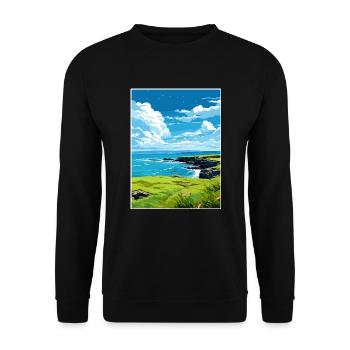 Rame Halbinsel Cornwall Vintage Reiseposter WPA - Unisex Pullover - Schwarz - Vorne - Alina (178cm) & Michal (187cm)