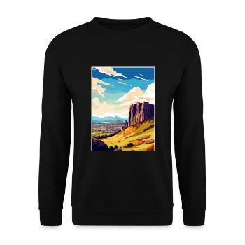 Salisbury Crags Edinburgh Schottland Reiseposter - Unisex Pullover - Schwarz - Vorne - Alina (178cm) & Michal (187cm)