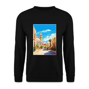 Murica Spanien Vintage Reiseposter WPA Souvenir - Unisex Pullover - Schwarz - Vorne - Alina (178cm) & Michal (187cm)