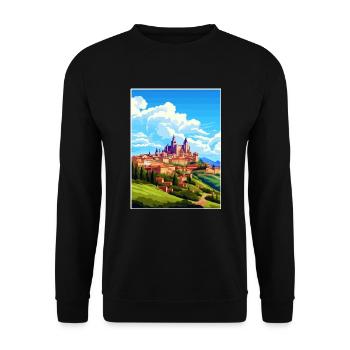 Segovia Spanien Vintage Reiseposter WPA Souvenir - Unisex Pullover - Schwarz - Vorne - Alina (178cm) & Michal (187cm)