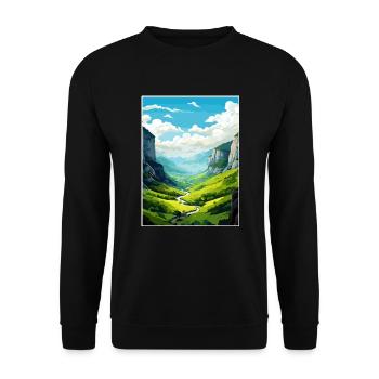Vikos Schlucht Griechenland Deko Vintage Reiseposter WPA - Unisex Pullover - Schwarz - Vorne - Alina (178cm) & Michal (187cm)