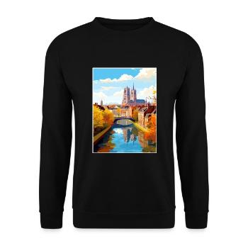 Amiens Frankreich Vintage Reiseposter WPA Souvenir - Unisex Pullover - Schwarz - Vorne - Alina (178cm) & Michal (187cm)