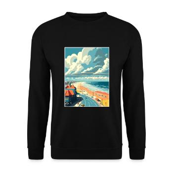Zandvoort Dekoration Vintage Reiseposter WPA Kunst - Unisex Pullover - Schwarz - Vorne - Alina (178cm) & Michal (187cm)