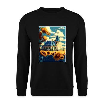 Loire-Tal Frankreich Vintage Reiseposter Souvenir - Unisex Pullover - Schwarz - Vorne - Alina (178cm) & Michal (187cm)