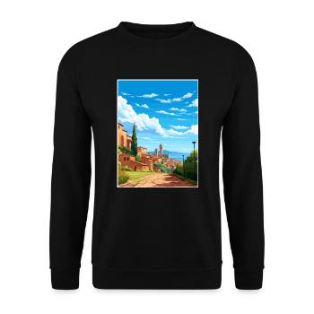 Perugia Italien Vintage Reiseposter WPA Souvenir - Unisex Pullover - Schwarz - Vorne - Alina (178cm) & Michal (187cm)
