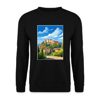 Alhambra Spanien Vintage Reiseposter WPA Souvenir - Unisex Pullover - Schwarz - Vorne - Alina (178cm) & Michal (187cm)