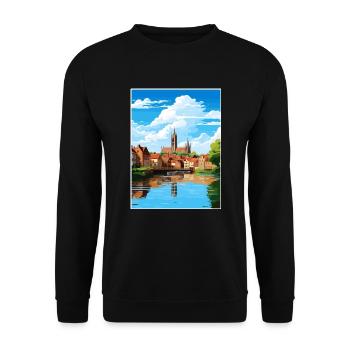 Amiens Frankreich Vintage Reiseplakat WPA Souvenir - Unisex Pullover - Schwarz - Vorne - Alina (178cm) & Michal (187cm)
