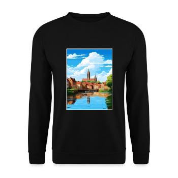 Amiens Frankreich Vintage Reiseplakat WPA Souvenir - Unisex Pullover - Schwarz - Vorne - Alina (178cm) & Michal (187cm)