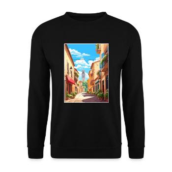 Perpignan Frankreich Vintage Reiseplakat Souvenir - Unisex Pullover - Schwarz - Vorne - Alina (178cm) & Michal (187cm)
