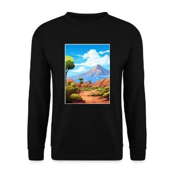 Teide Nationalpark Spanien Vintages Reiseplakat - Unisex Pullover - Schwarz - Vorne - Alina (178cm) & Michal (187cm)