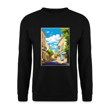 La Rochelle Frankreich Vintage Reiseposter Souvenir - Unisex Pullover - Schwarz - Vorne - Alina (178cm) & Michal (187cm)