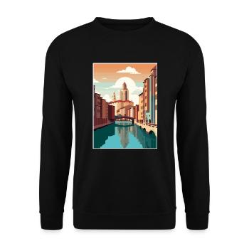 Girona Spanien Vintage Reiseposter WPA Souvenir - Unisex Pullover - Schwarz - Vorne - Alina (178cm) & Michal (187cm)