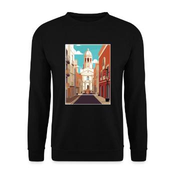Cádiz Spanien Vintage Reiseposter WPA Souvenir - Unisex Pullover - Schwarz - Vorne - Alina (178cm) & Michal (187cm)