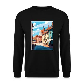 Olsztyn Polen Vintage Reiseposter WPA Souvenir - Unisex Pullover - Schwarz - Vorne - Alina (178cm) & Michal (187cm)