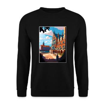 Torun Polen Vintage Reiseposter WPA Souvenir - Unisex Pullover - Schwarz - Vorne - Alina (178cm) & Michal (187cm)