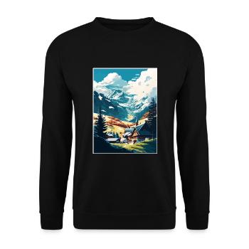 Zell am Ziller Österreich Vintage Reiseposter WPA - Unisex Pullover - Schwarz - Vorne - Alina (178cm) & Michal (187cm)