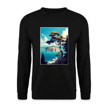 Vis Insel Kroatien Vintage Reiseposter Souvenir - Unisex Pullover - Schwarz - Vorne - Alina (178cm) & Michal (187cm)