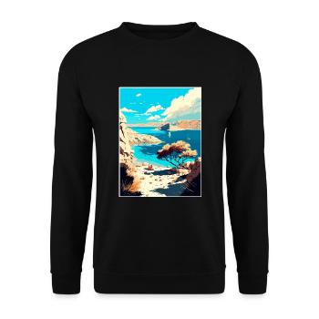 Insel Pag Kroatien Vintage Reiseposter Souvenir - Unisex Pullover - Schwarz - Vorne - Alina (178cm) & Michal (187cm)