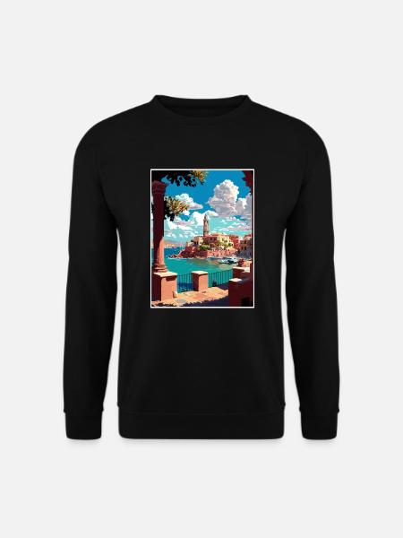 Chania Griechenland Dekoration Vintage Reiseposter WPA - Unisex Pullover - Schwarz